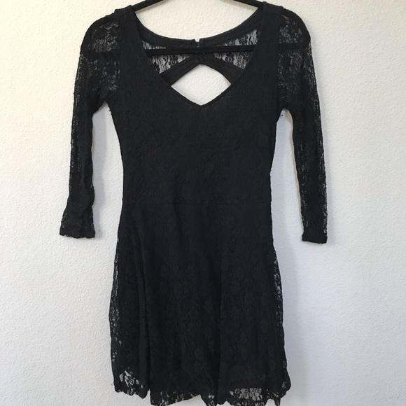 black lace dresses short First Dance Lace Mini Dress Black
